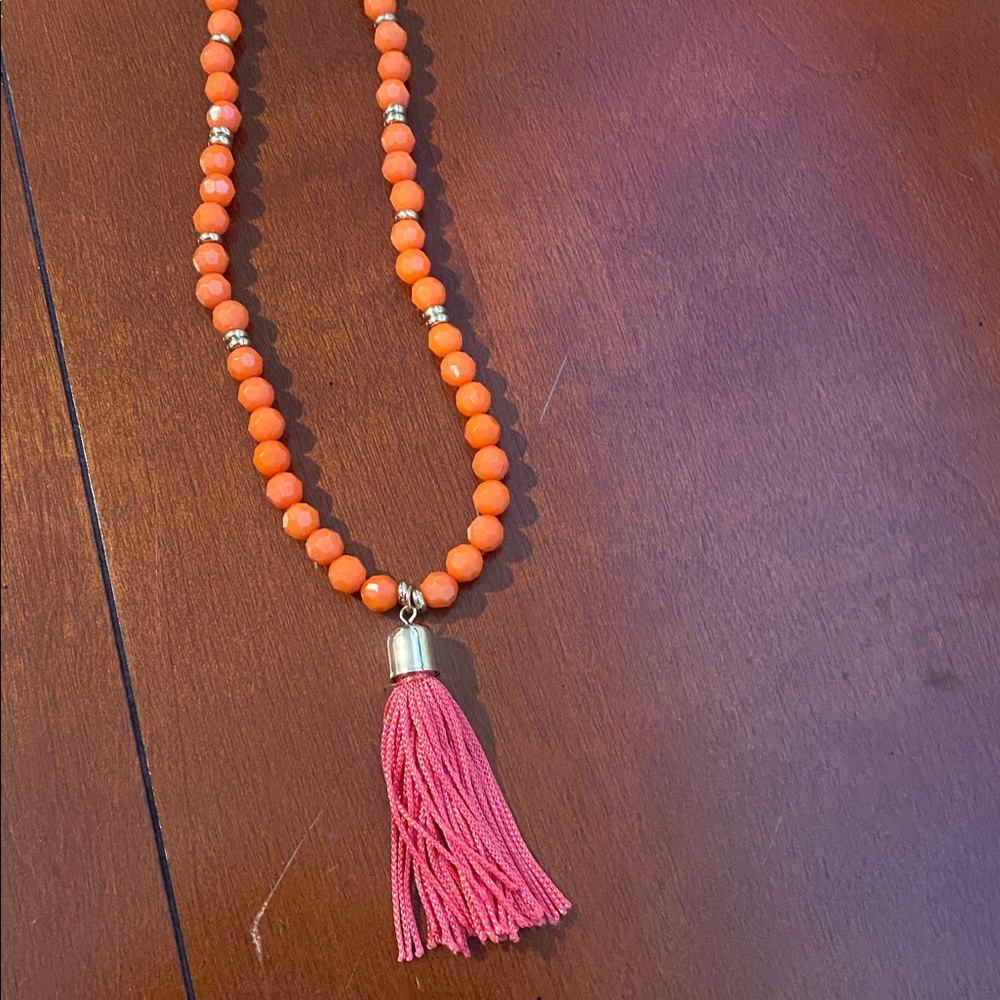 Orange tassel  necklace